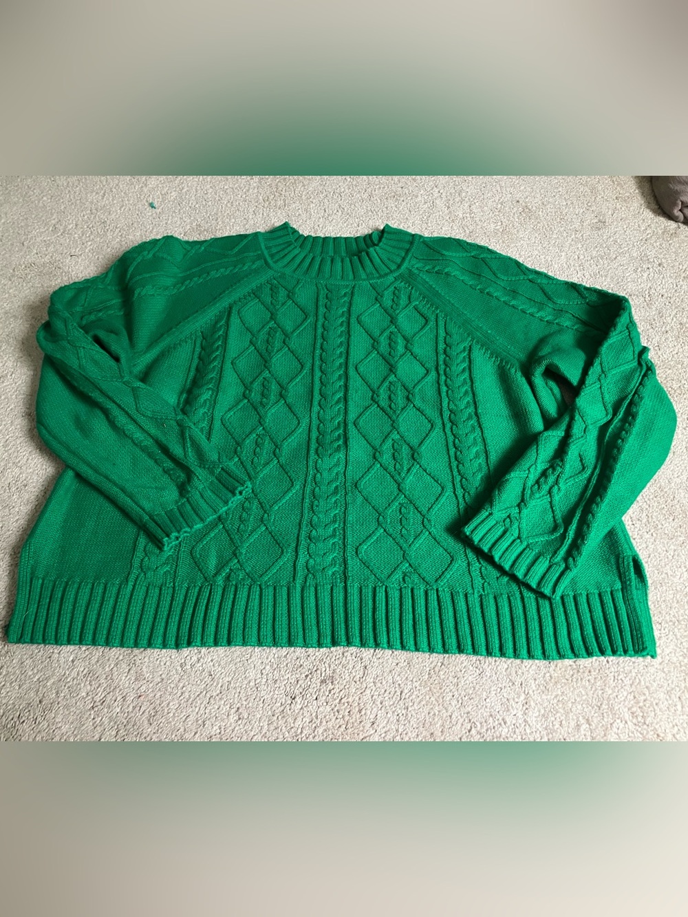 GAP 100% Cotton Emerald Green Knit Sweater - Crewneck